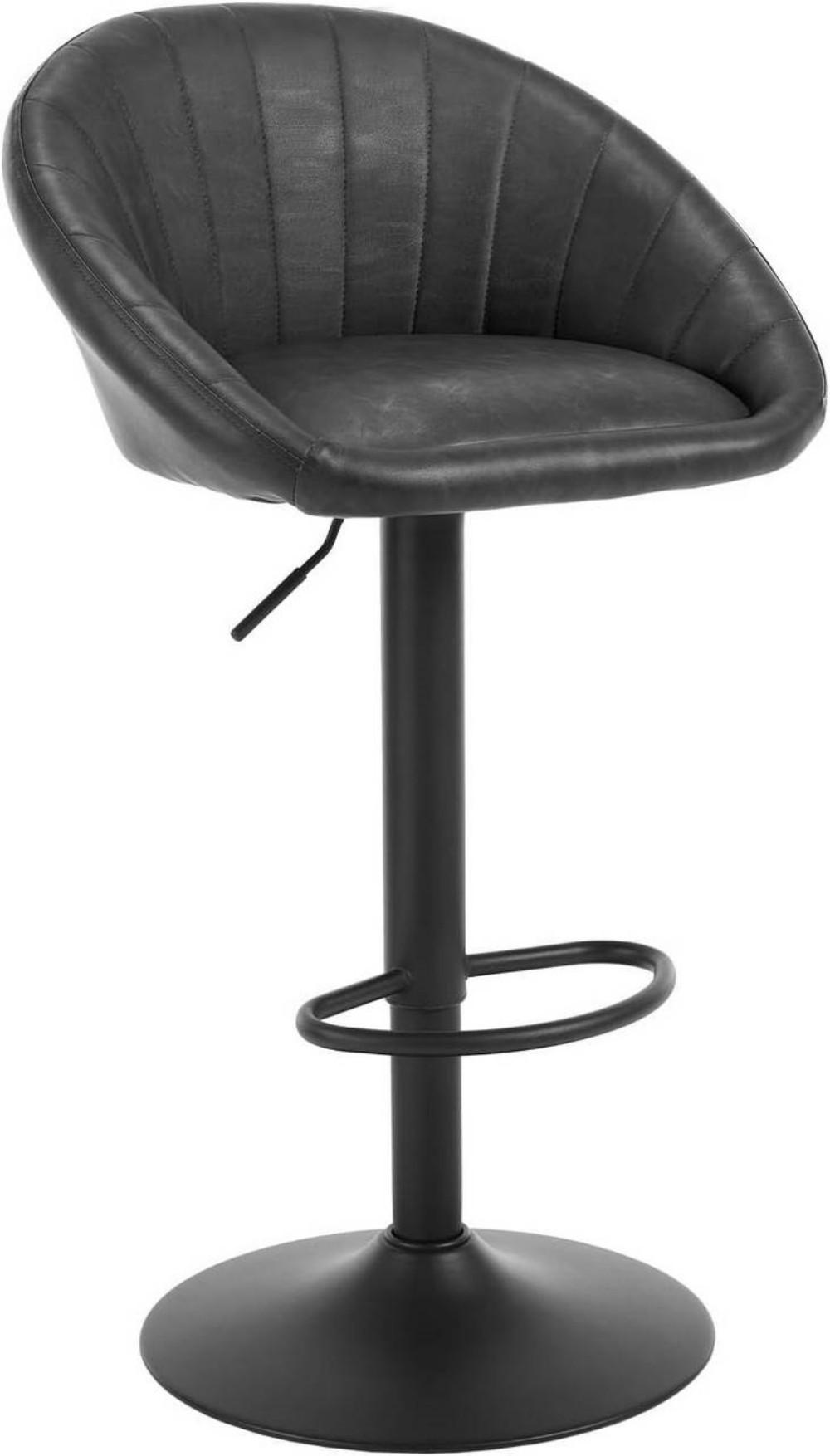 BARHOCKER Kunstleder, Metall, Anthrazit - Anthrazit/Schwarz, Kunststoff/Metall (53/83/45cm) - Woltu