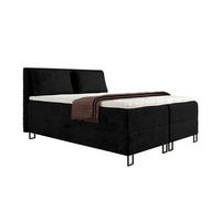 BOXBETT TEXAS 180/200 in Cord Schwarz mit Bonell-Federkernmatratzen H3 - Schwarz, Holz/Holzwerkstoff (180/200cm) - Deine Möbel 24