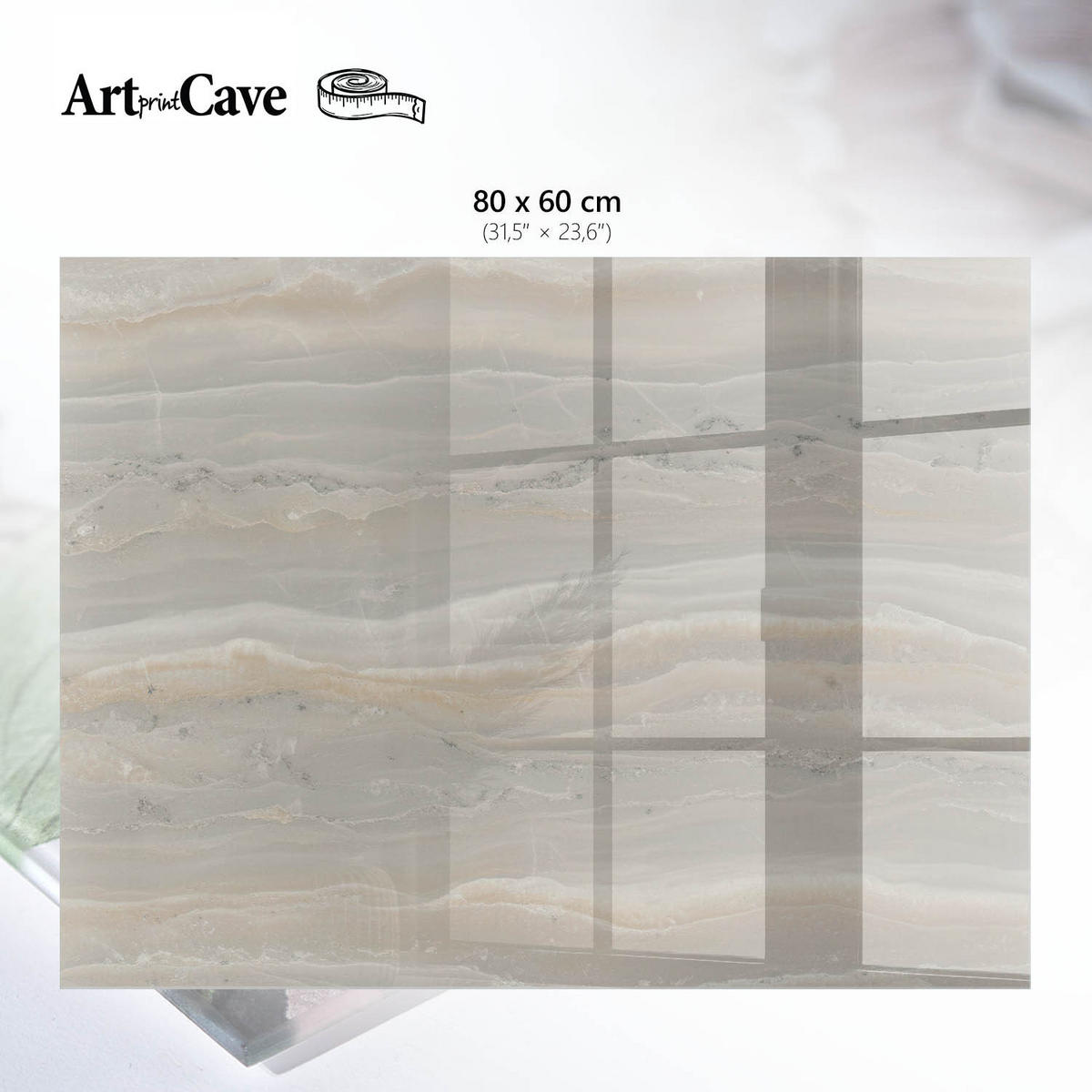GLASPLATTE 80x60 cm – Elegante Textur - Beige, Glas (0.4/80/60cm) - ArtPrintCave