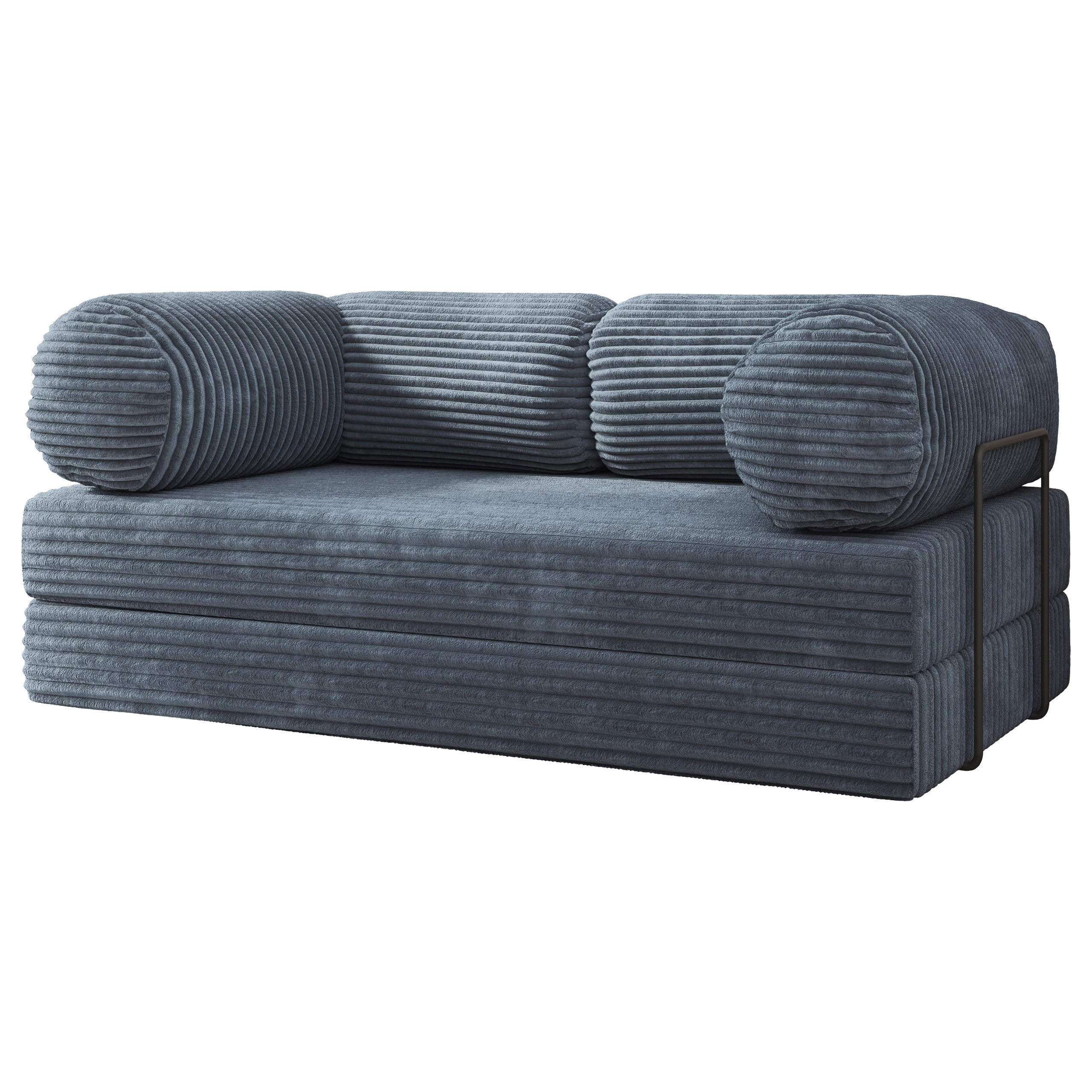 BETTSOFA ALVIO aus Schaumstoff Cordstoff Grau Schlaffunktion - Blaugrau, Textil (170/68/80cm) - MASSENO