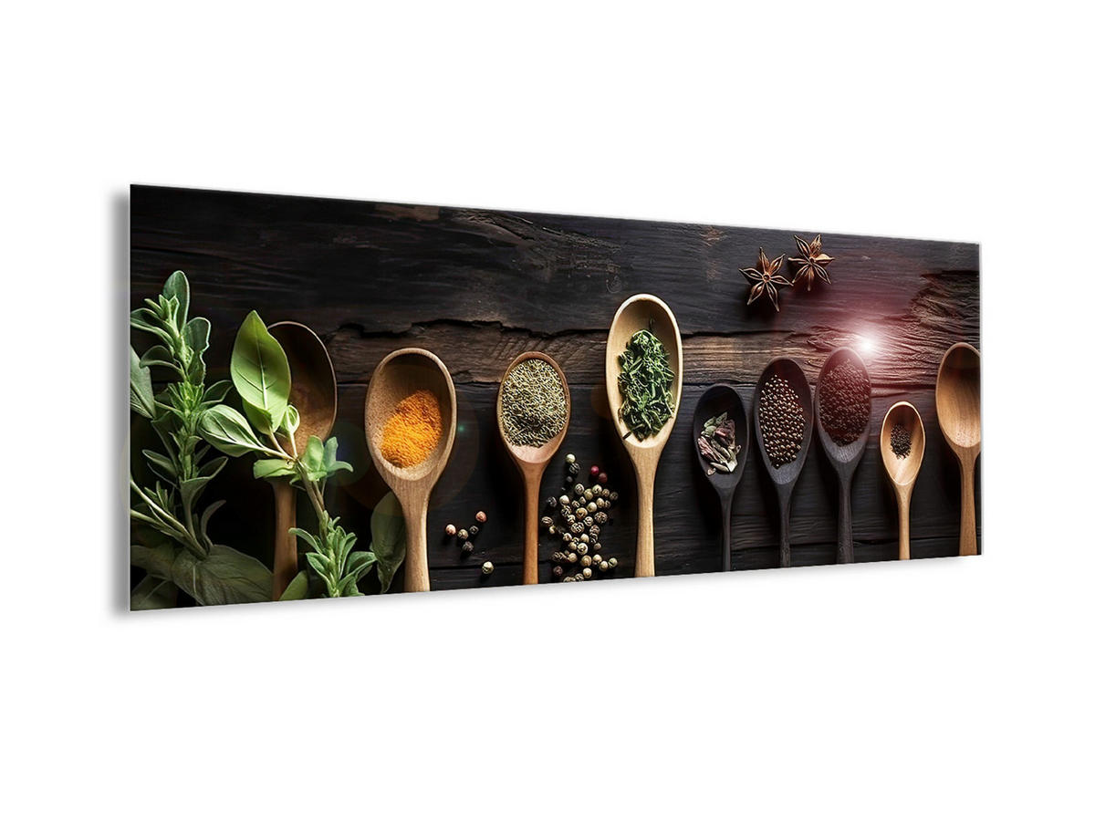 GLASBILD 80x30 cm Küche Gewürze Landhaus - Beige, Glas (80/30cm) - artissimo