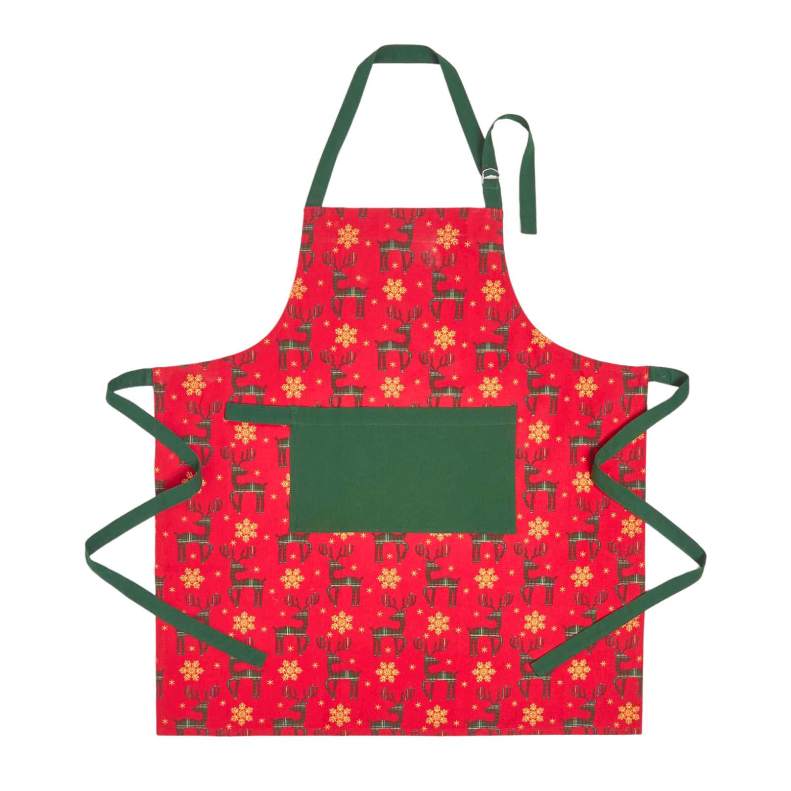 WEIHNACHTSSCHÜRZE Rentier, 100% Baumwolle - Rot, Textil (80/85cm) - Homescapes