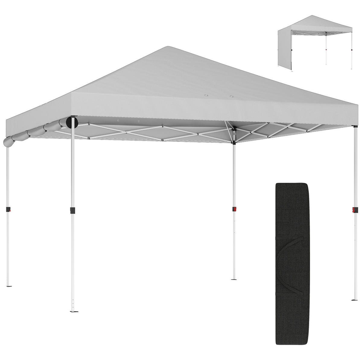 PAVILLON,POP-UP-FALTZELT UPF 50+, höhenverstellbar, 3x3 m ,Weiß - Weiß, Metall (293/270/293cm) - Vallsero