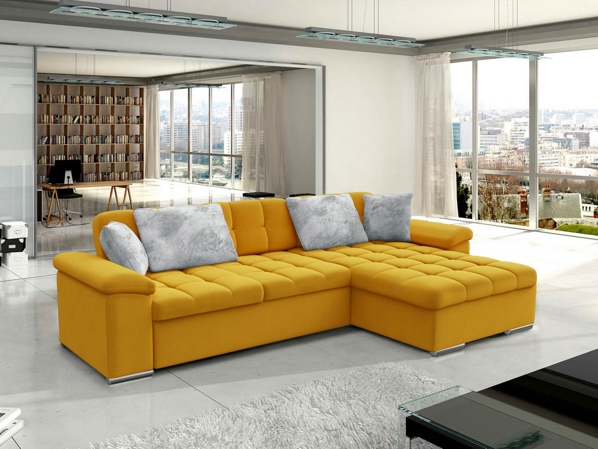 ECKSOFA Diana Premium, Seite: Rechts - Gelb, Holz/Textil (280/160cm) - MIRJAN24