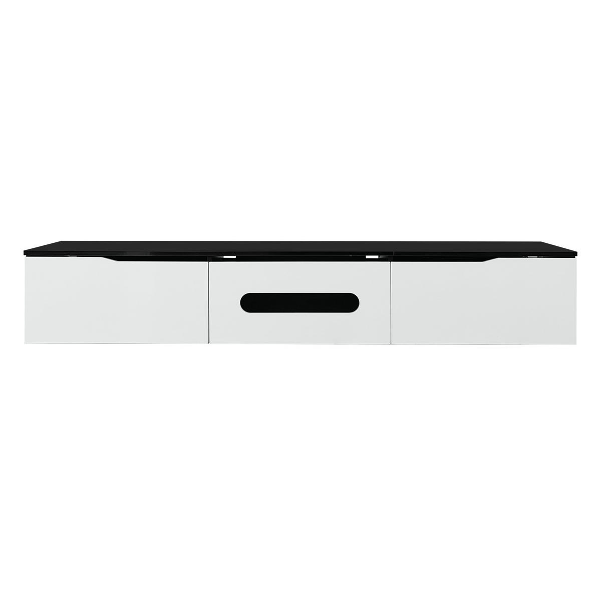 TV-ELEMENT180CM Schwarz-Weiß Hochglanz mit App-gesteuerter LED-Beleuchtung - Schwarz, Holz (46/16.5/133cm) - Raelunyi