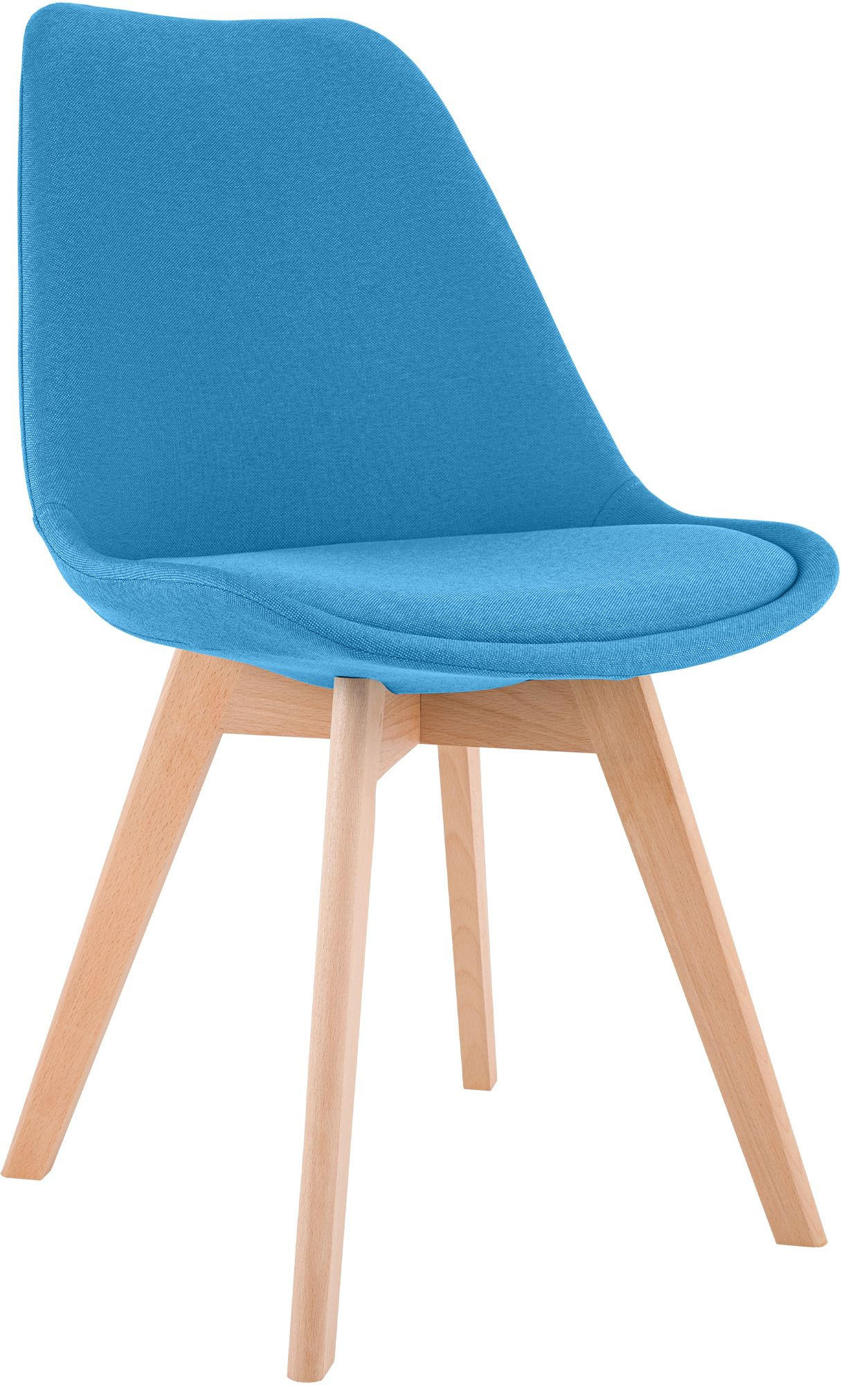 STUHL Stoff türkis - Türkis/Eukalyptusholzfarben, Holz/Textil (49/83/50cm) - CLP