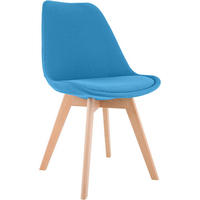 STUHL Stoff türkis - Türkis/Eukalyptusholzfarben, Holz/Textil (49/83/50cm) - CLP