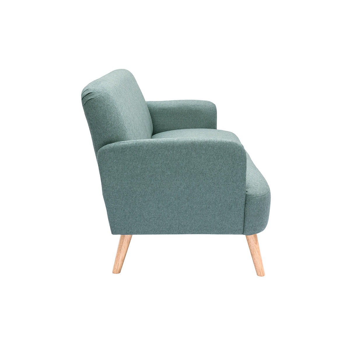 SOFA 2-Sitzer GrÙngrauer Stoff Helles Holz ISKO - Blaugrau, Textil (131/81/76.5cm) - Miliboo