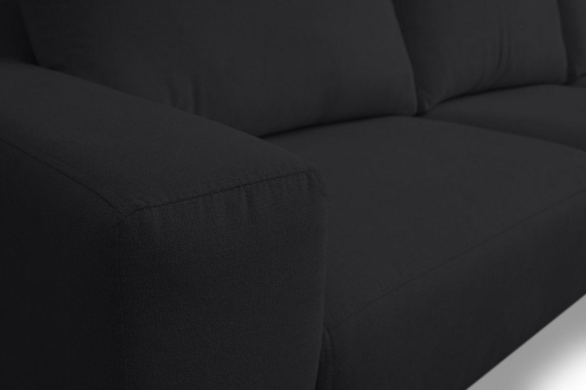 ECKSOFA Aspen in L-Form, Coach Farbe: Schwarz, Velourstoff, Ottomane Rechts - Schwarz, Textil (312/187cm) - VENASI MÖBEL
