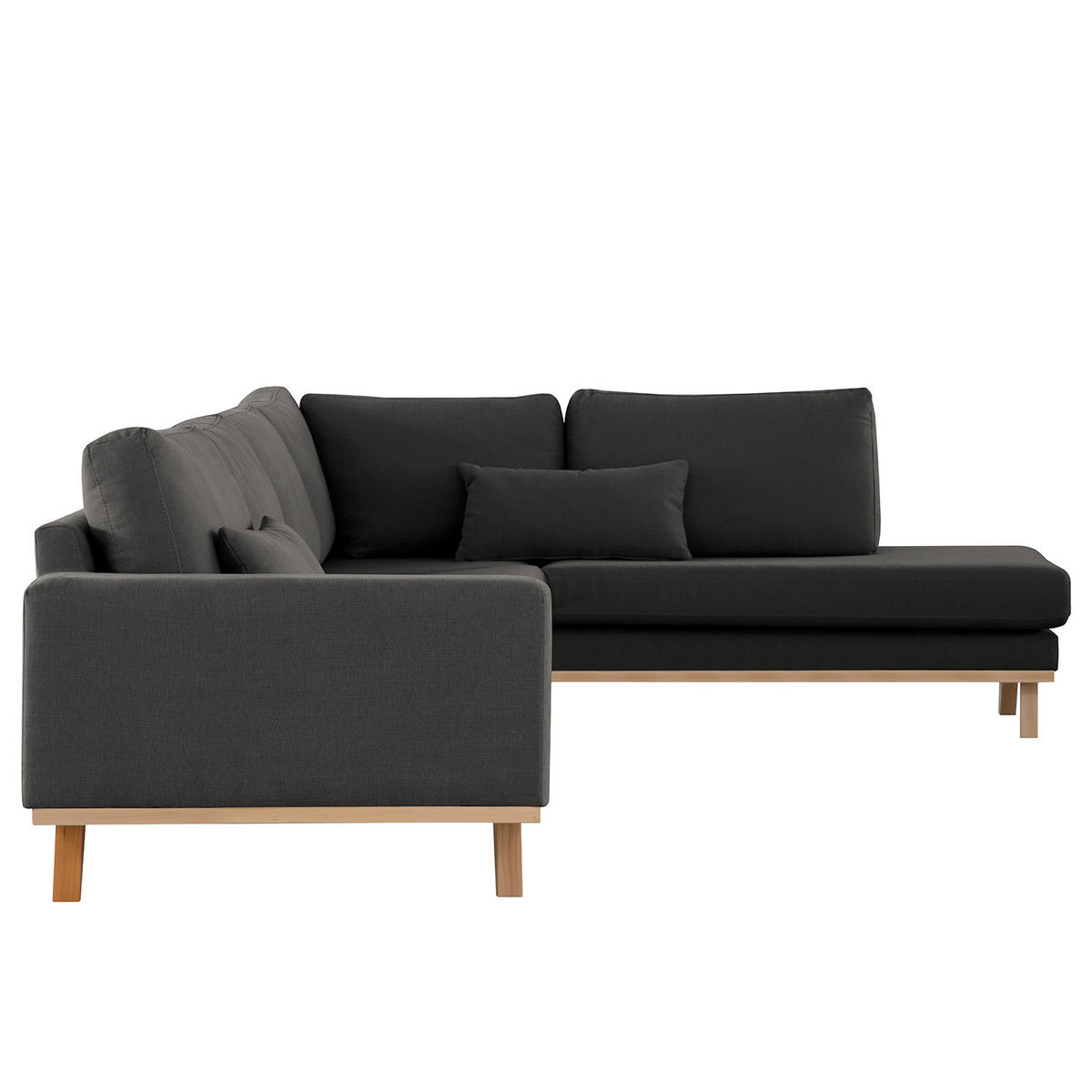 ECKSOFA mit Ottomane - Anthrazit/Buchefarben, Buchenholz/Textil (287/219cm) - home24