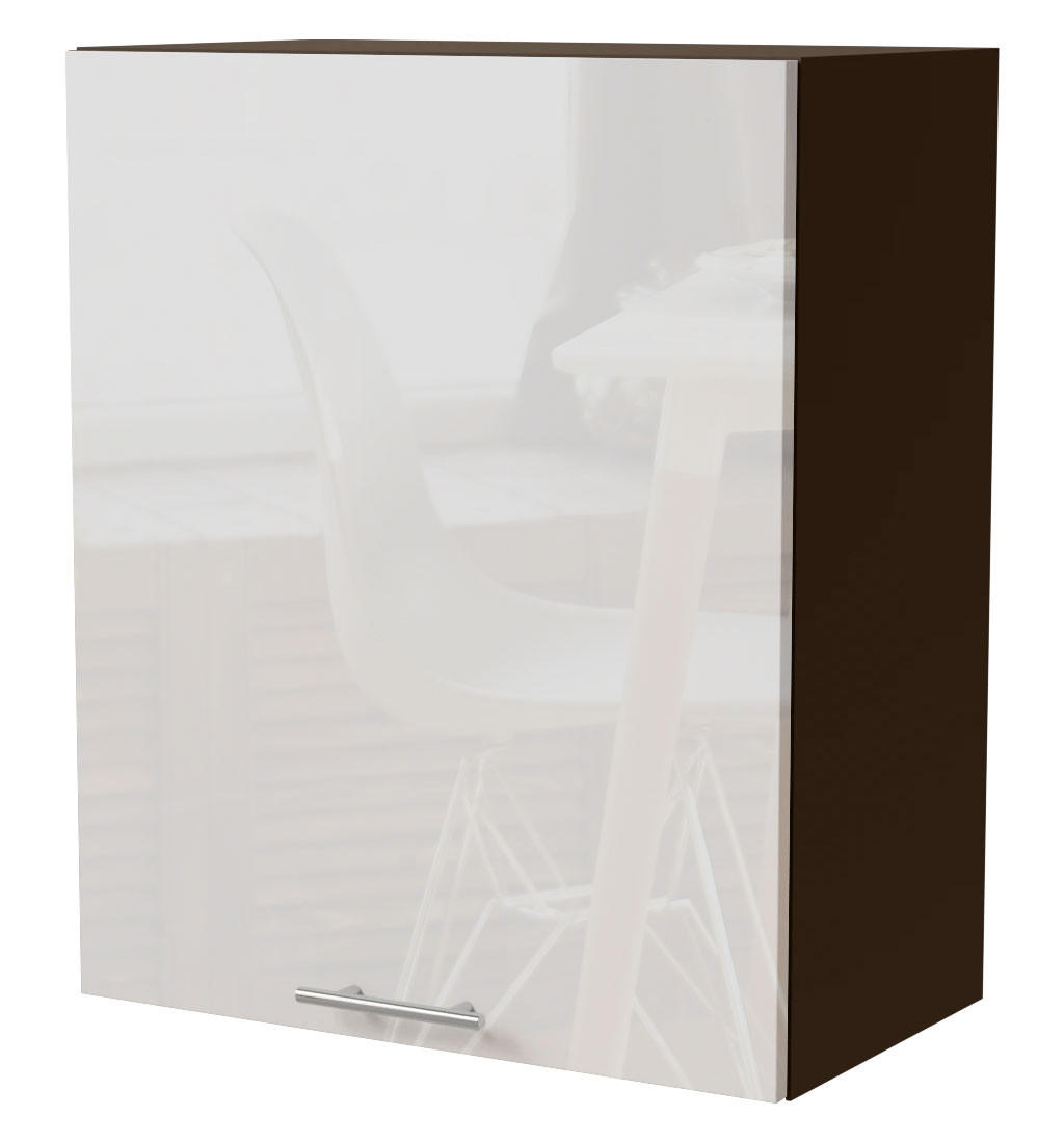 Feldmann-Wohnen Küchenhängeschrank Weiß Hochglanz, Dunkelgrau 60x72x32.5 cm