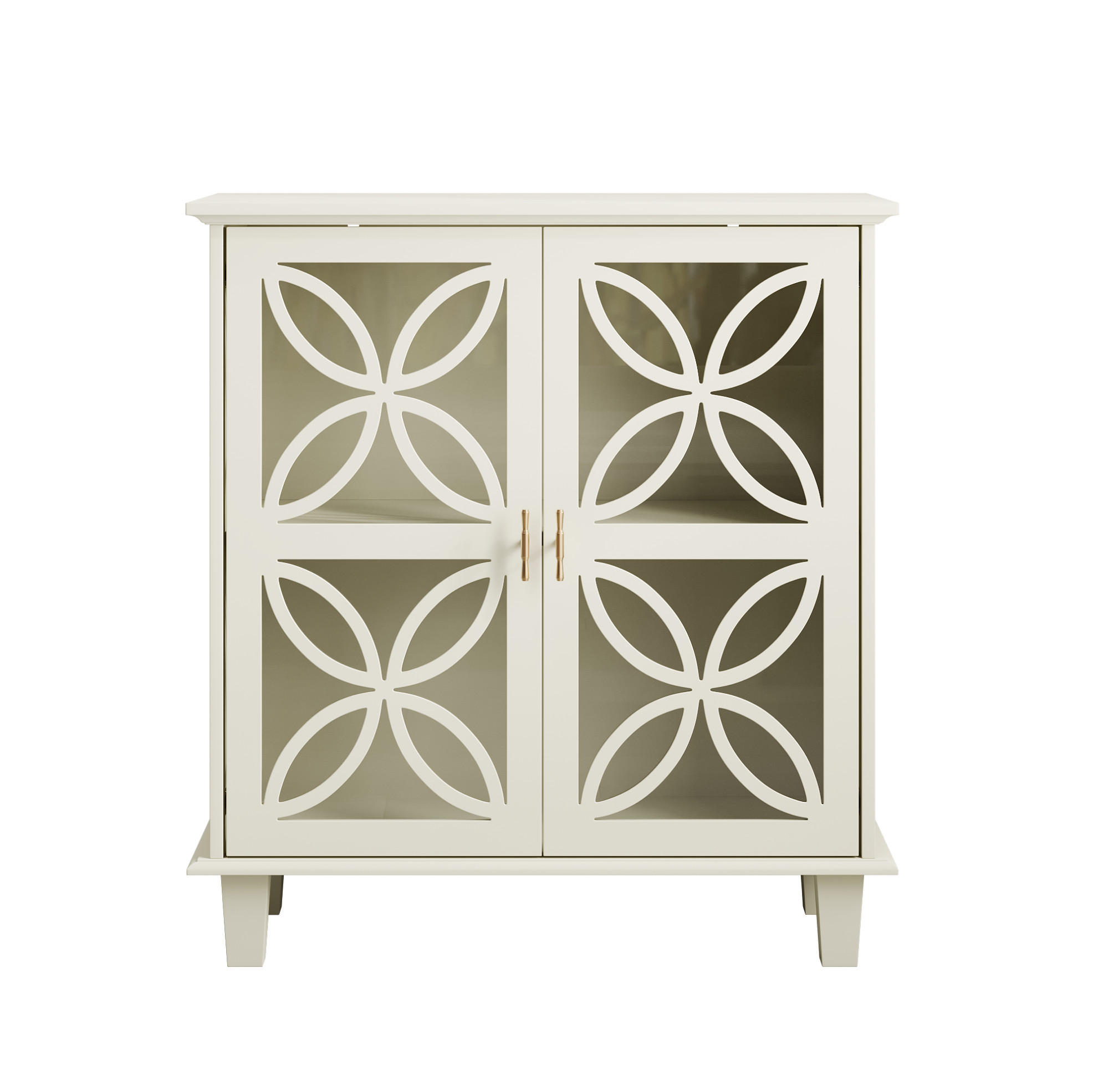 SIDEBOARD mit Hartglastüren, verstellbaren Einlegeböden und Stauraum, Creme - Creme, Holzwerkstoff (80/87/38cm) - Redom