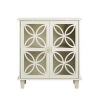 SIDEBOARD mit Hartglastüren, verstellbaren Einlegeböden und Stauraum, Creme - Creme, Holzwerkstoff (80/87/38cm) - Redom