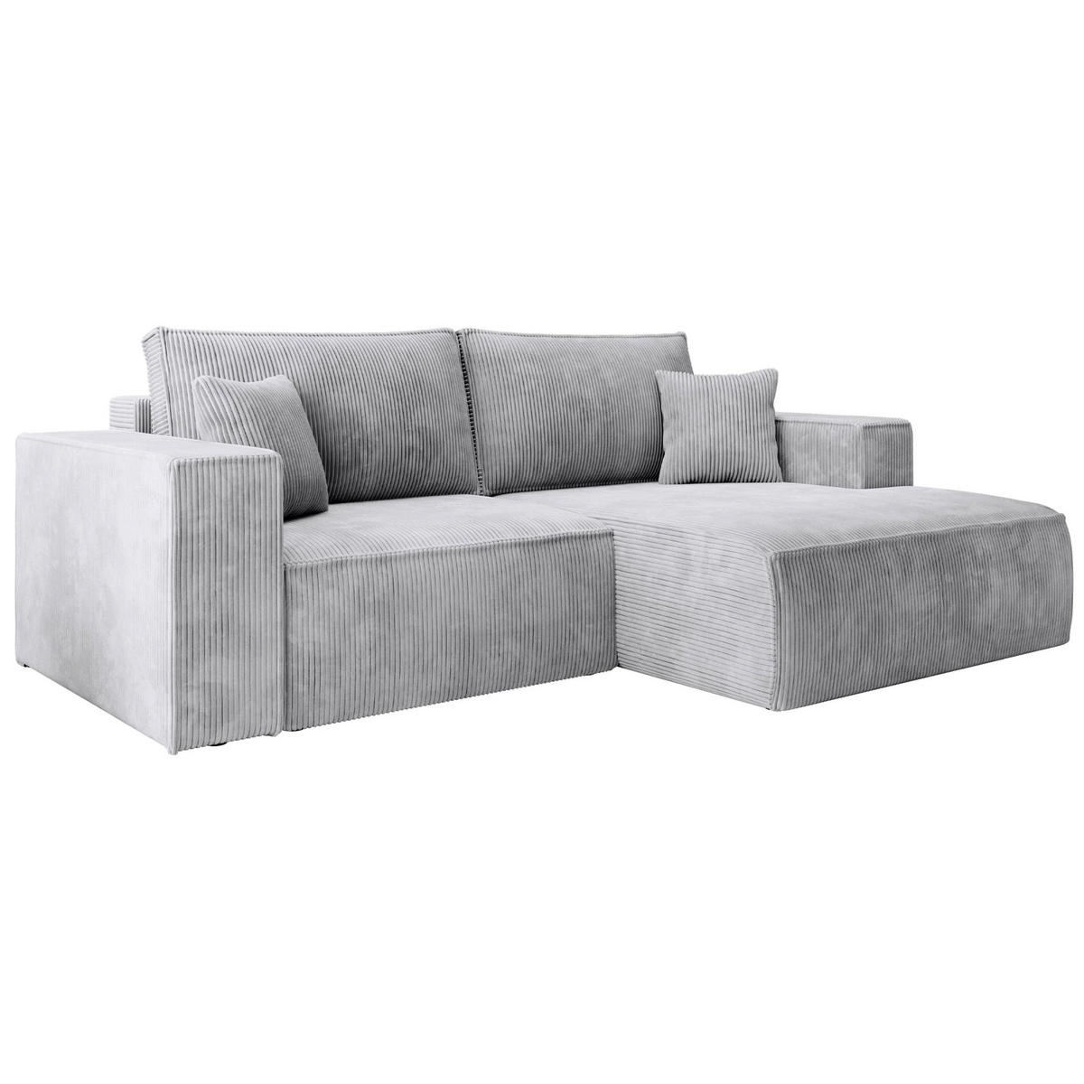 ECKSOFA Farese Mini mit Cordbezug Hellgrau, rechts - Hellgrau/Schwarz, Textil (167/240cm) - Selsey
