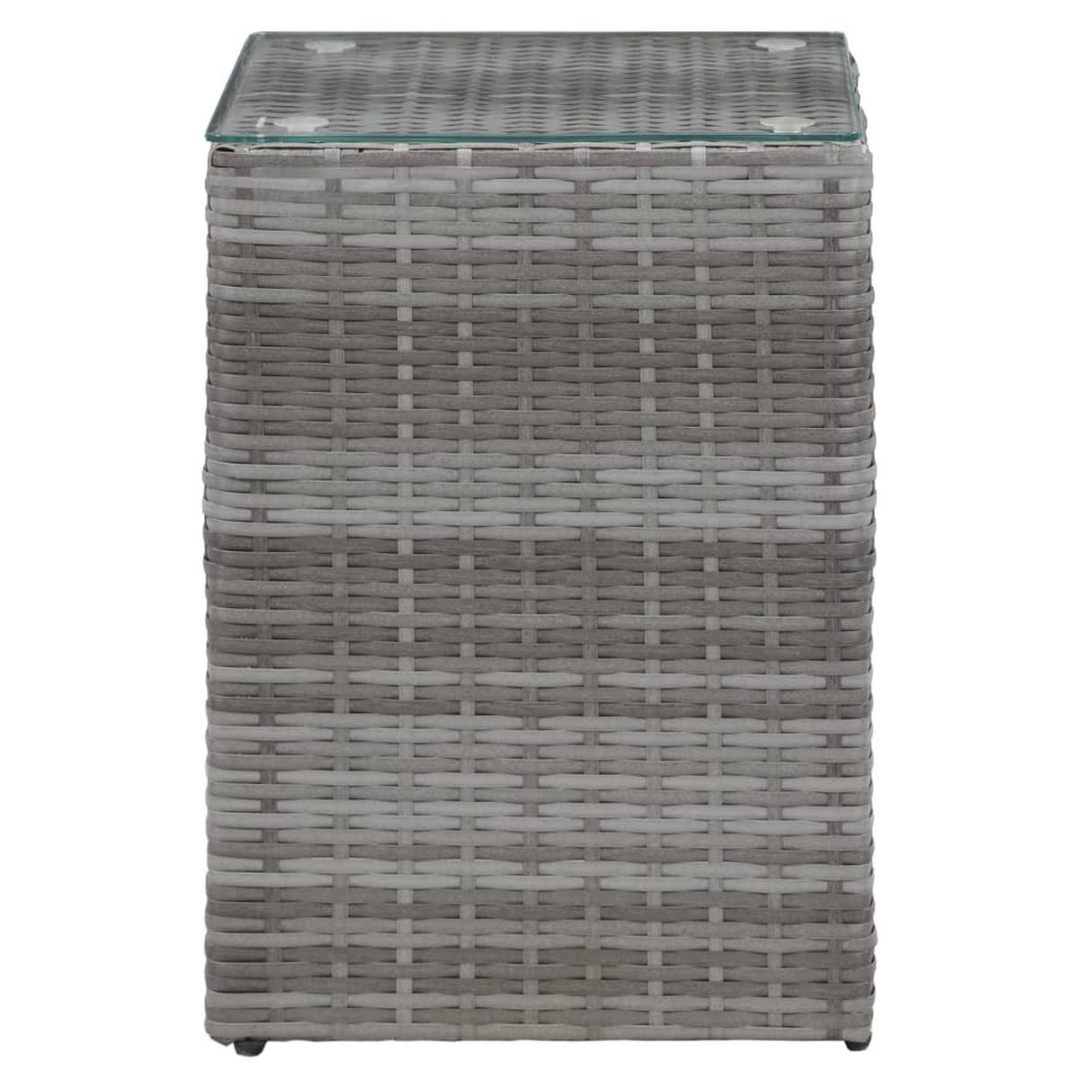 BEISTELLTISCHE 3er set Mit Glasplatte Grau Poly Rattan - Schwarz/Grau, Kunststoff/Metall (40/40/62cm) - vidaXL