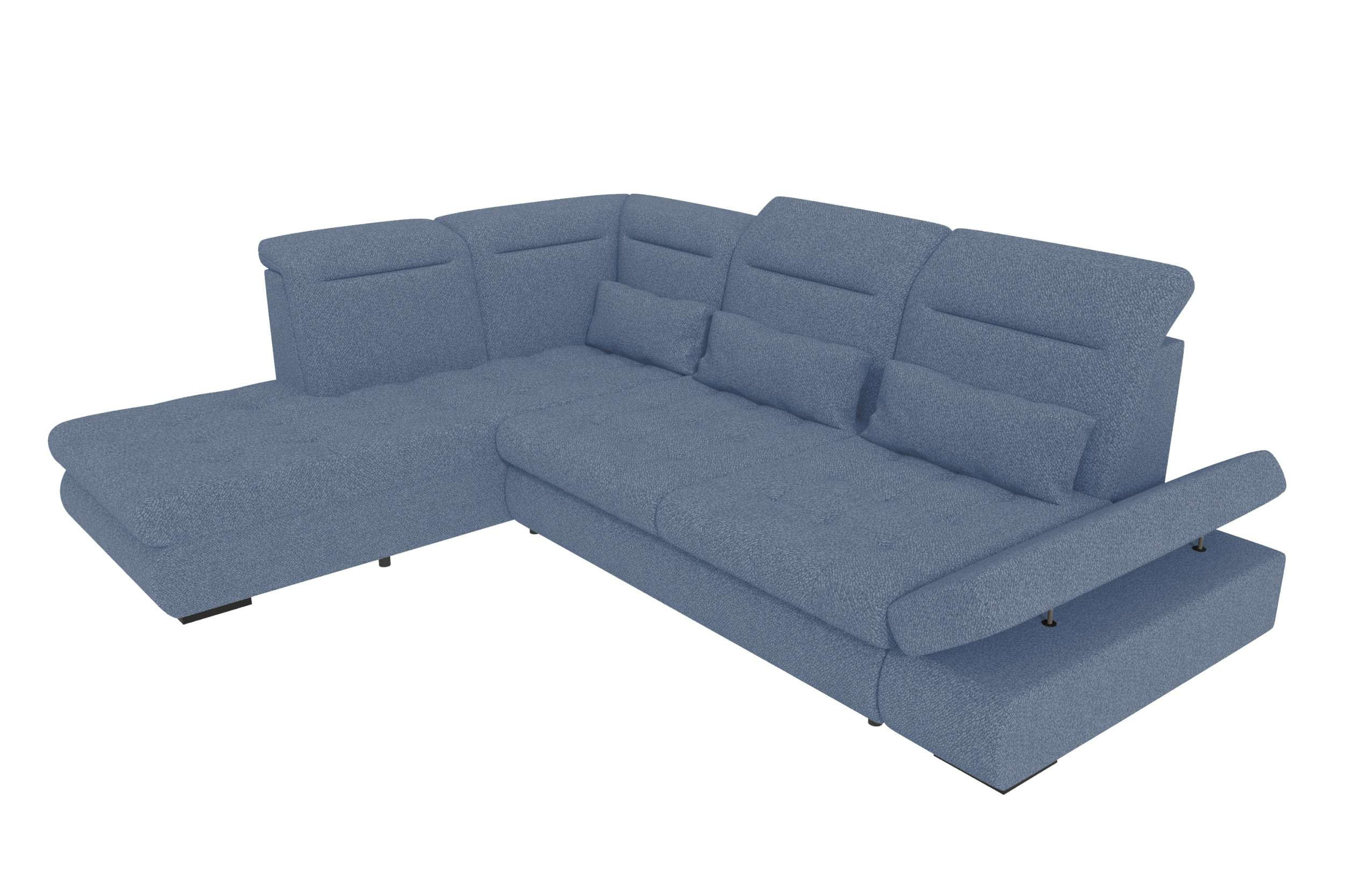 ECKSOFA Toscana Strukturstoff inkl. Schlaffunktion - Blau, Textil (227/279cm) - 99rooms