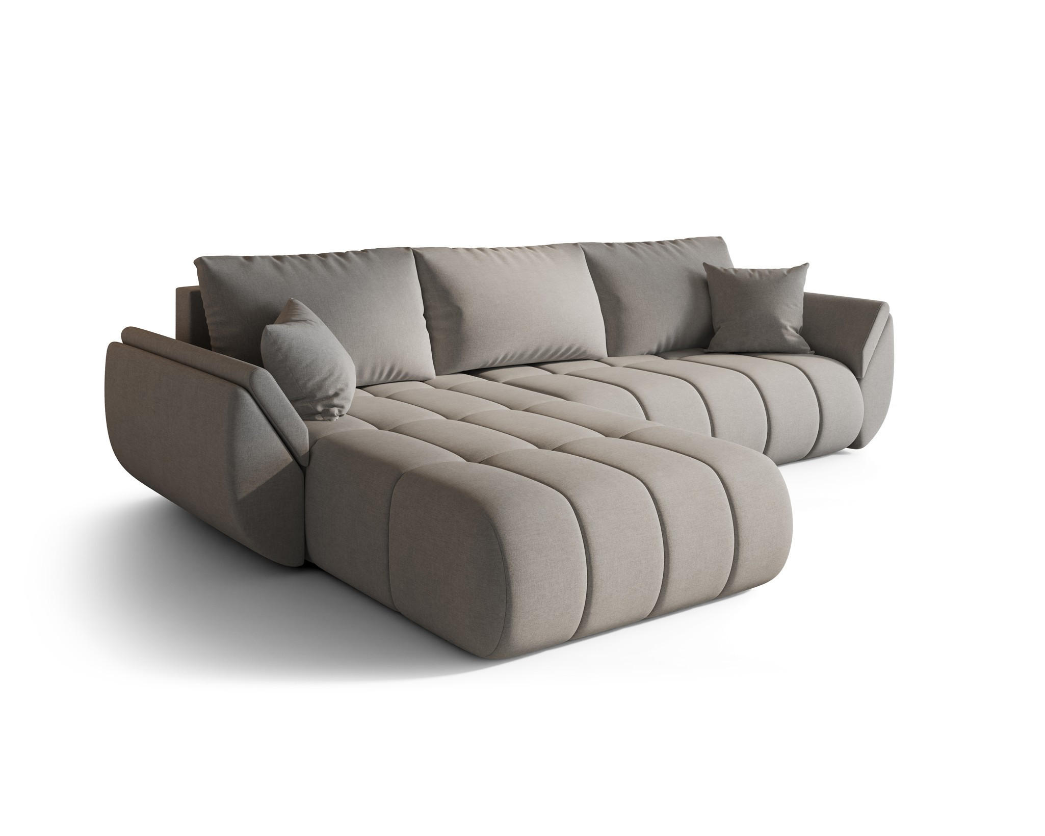 ECKSOFA Misato In Wind - Hellgrau, Holzwerkstoff/Textil (175/280cm) - Fun Möbel