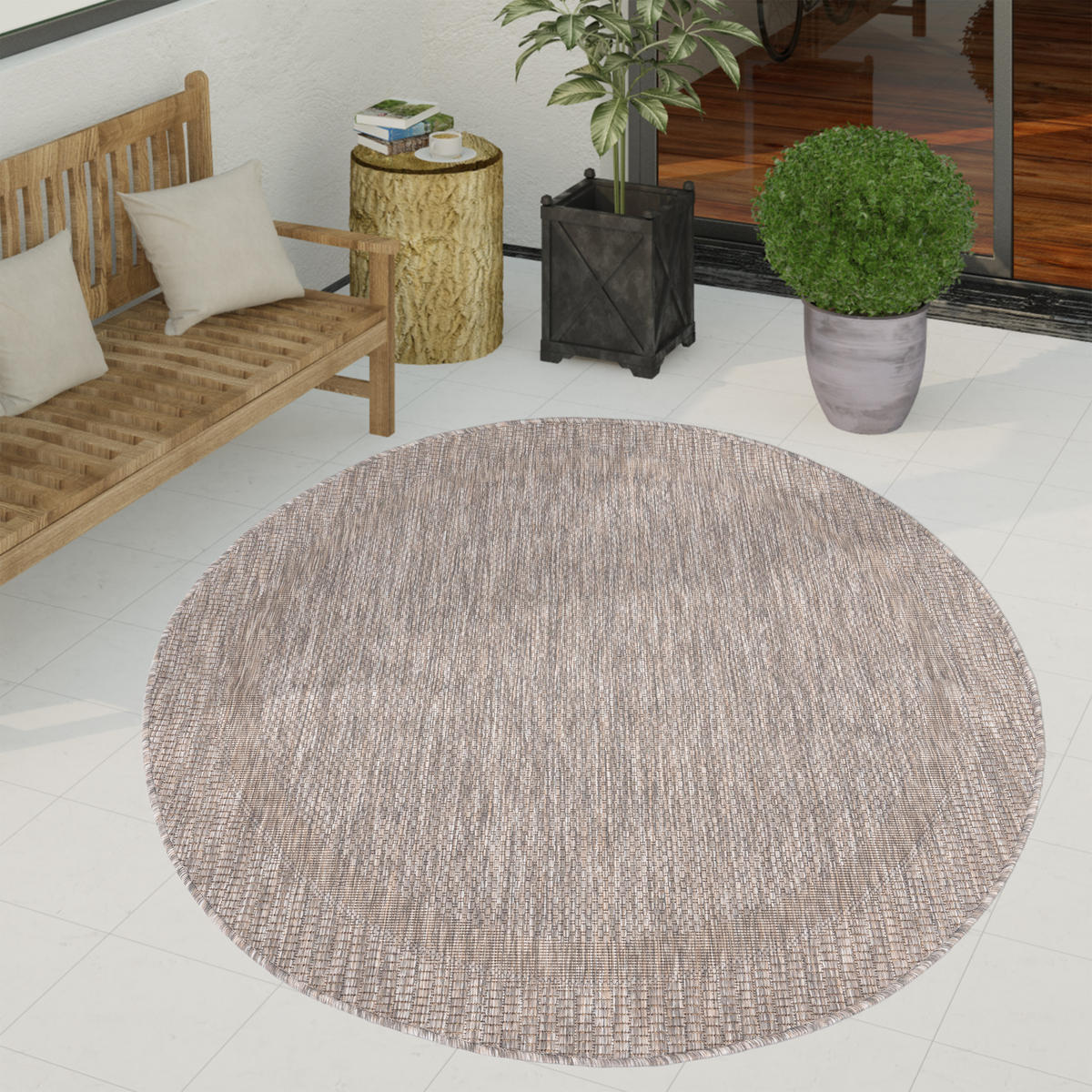 OUTDOORTEPPICH 120/120 cm Roma 272 - Naturfarben, Textil (120/120cm) - Paco Home