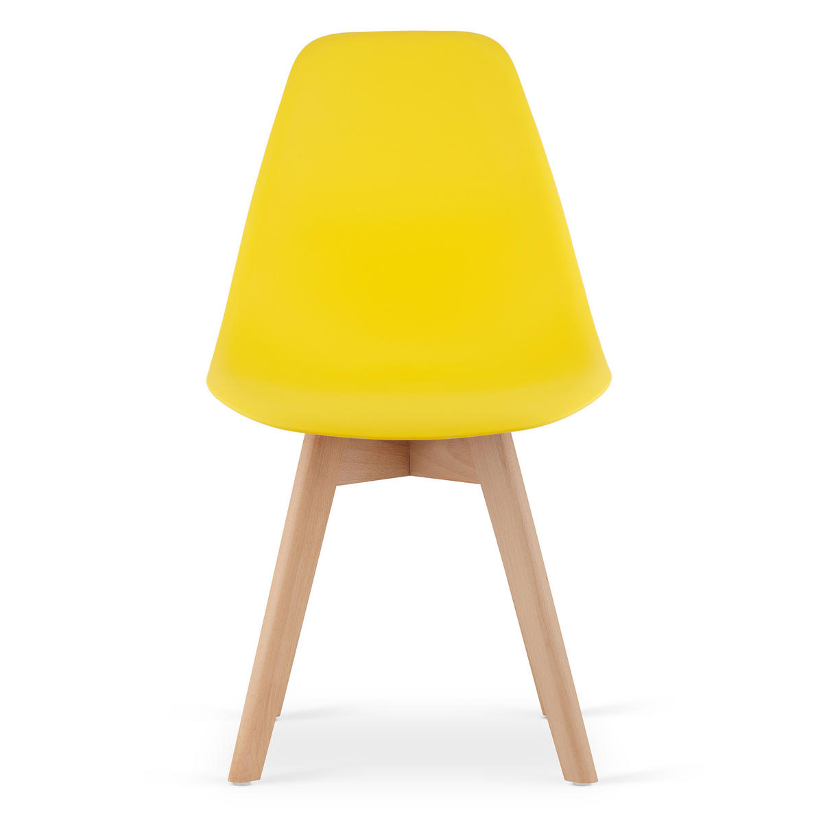 ESSZIMMERSTUHL 4-er Set KITO gelber Sitz, natürliche Beine - Gelb/Naturfarben, Kunststoff (46/80/54.5cm) - Valora