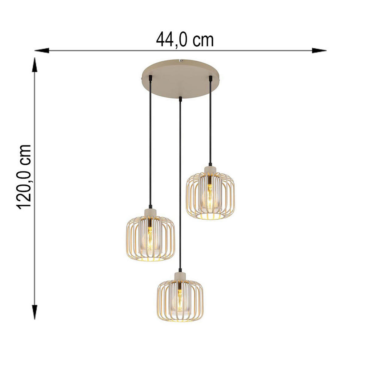 HÄNGELEUCHTE Alfred Metallstabe Sand Beige - Beige, Glas (44/44/120cm) - Globo Lighting