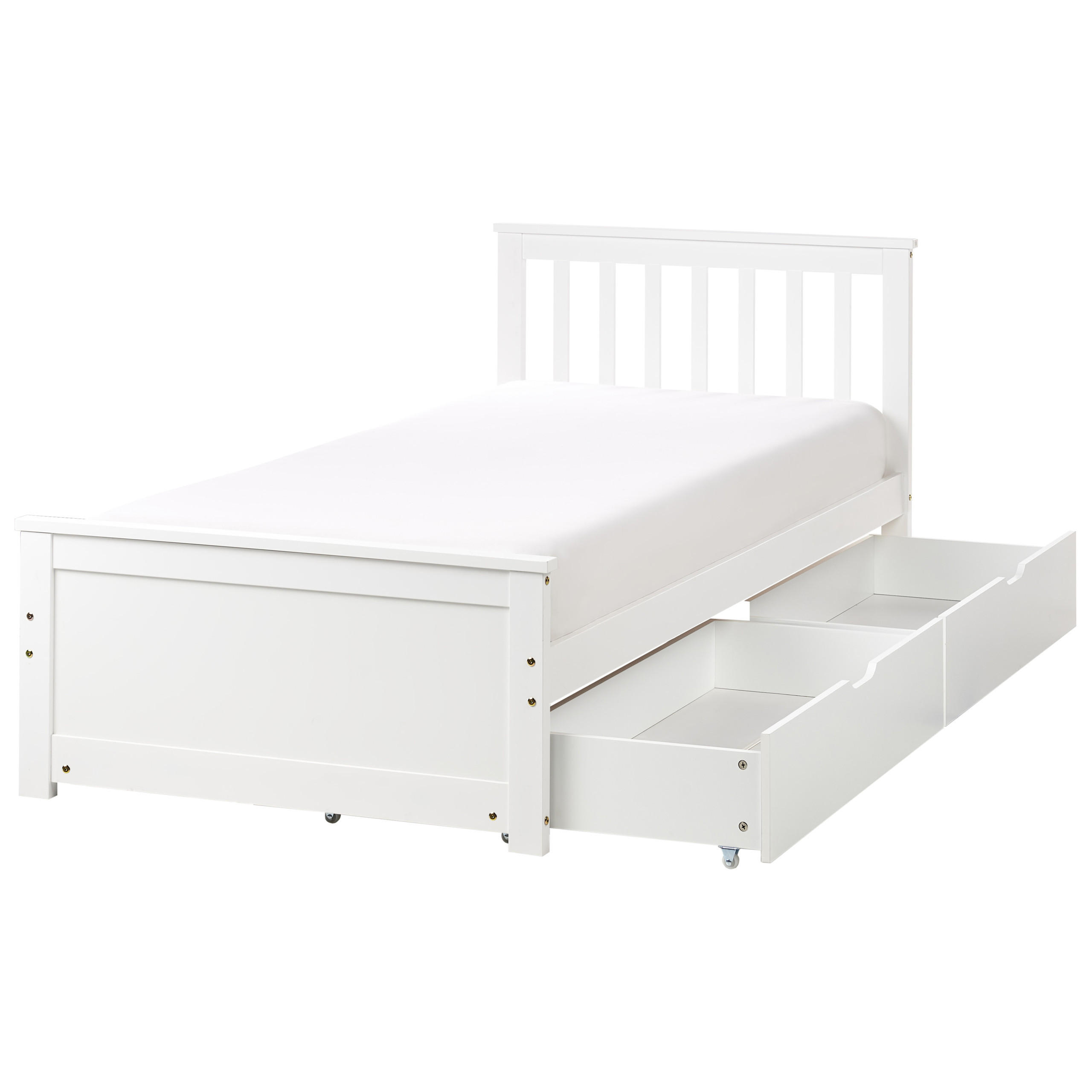 BETT mit Schubladen 90x200 cm Weiß Olendon - Weiß, Holz (90/200cm) - Beliani