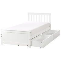 BETT mit Schubladen 90x200 cm Weiß Olendon - Weiß, Holz (90/200cm) - Beliani