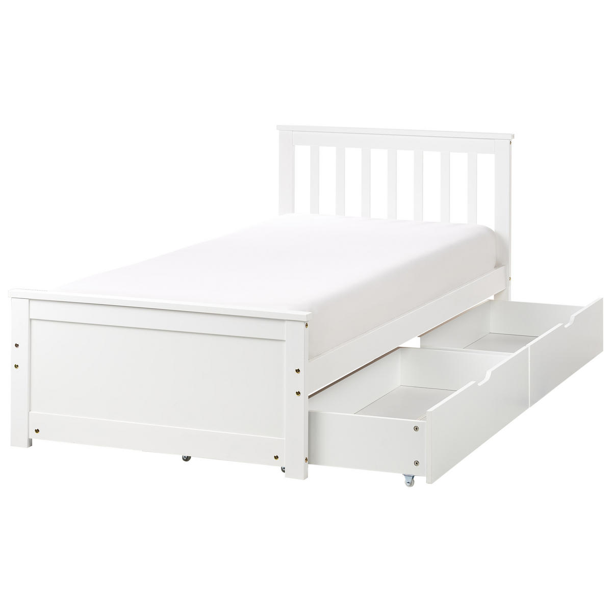 BETT mit Schubladen 90x200 cm Weiß Olendon - Weiß, Holz (90/200cm) - Beliani