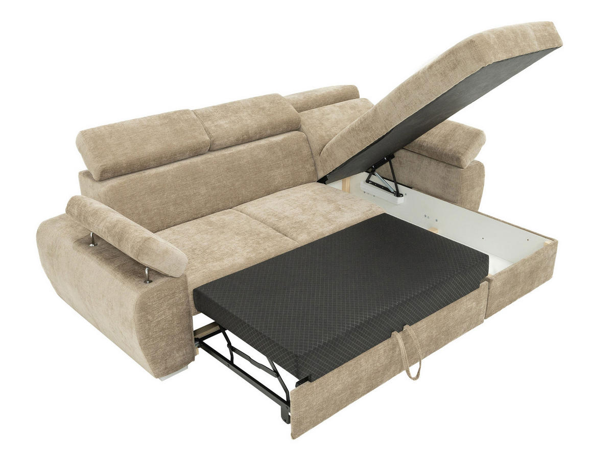 ECKSOFA Plaza L - Silberfarben/Creme, Holz/Kunststoff (255/170cm) - MIRJAN24