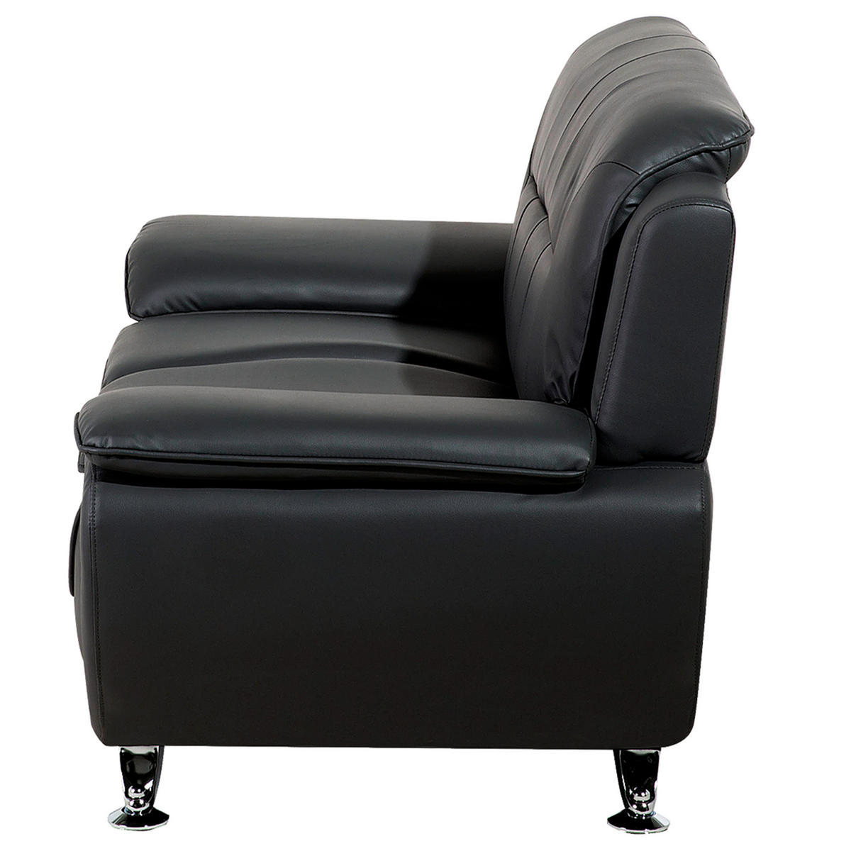2-SITZER-SOFA Kunstleder Schwarz Leira - Schwarz, Kunststoff/Textil (155/88/86cm) - Beliani