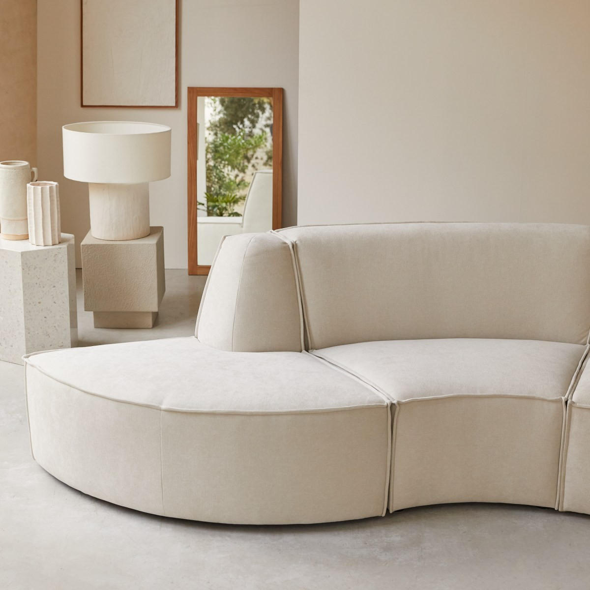 SOFA Dario Beige aus Stoff - Beige, Textil (365/75/115cm) - Tikamoon