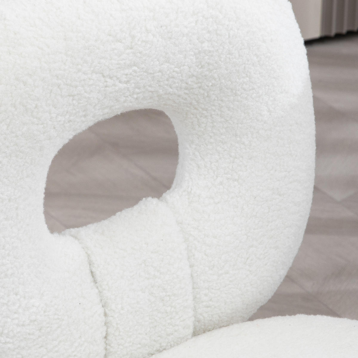 BÜROSTUHL höhenverstellbar 50 x 56 x 80-90 cm Teddy-Optik White - Weiß, Kunststoff (56/90/50cm) - Meubliv