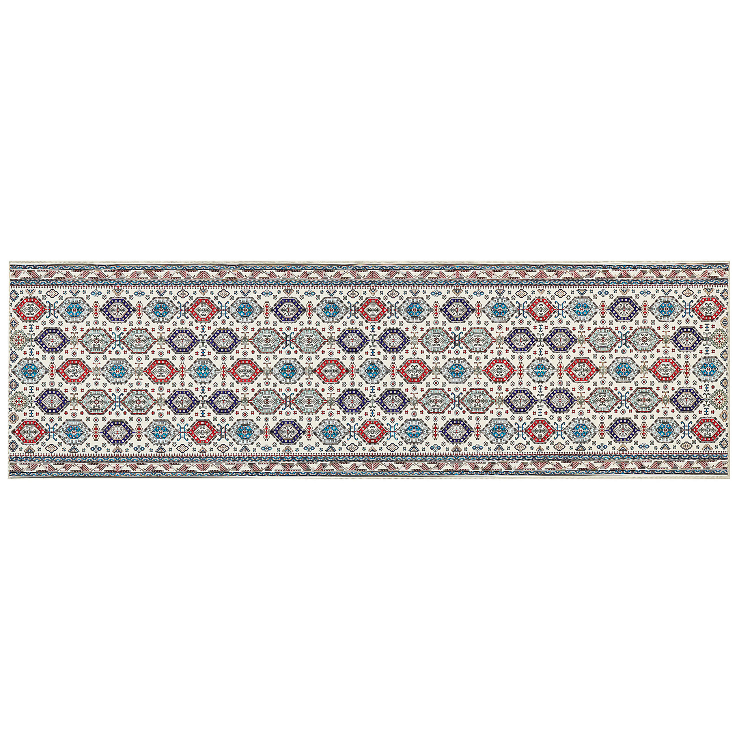 KURZFLOR-TEPPICH Bunt 60/200 cm Hacilar - Blau/Beige, Textil (60/200cm) - Beliani