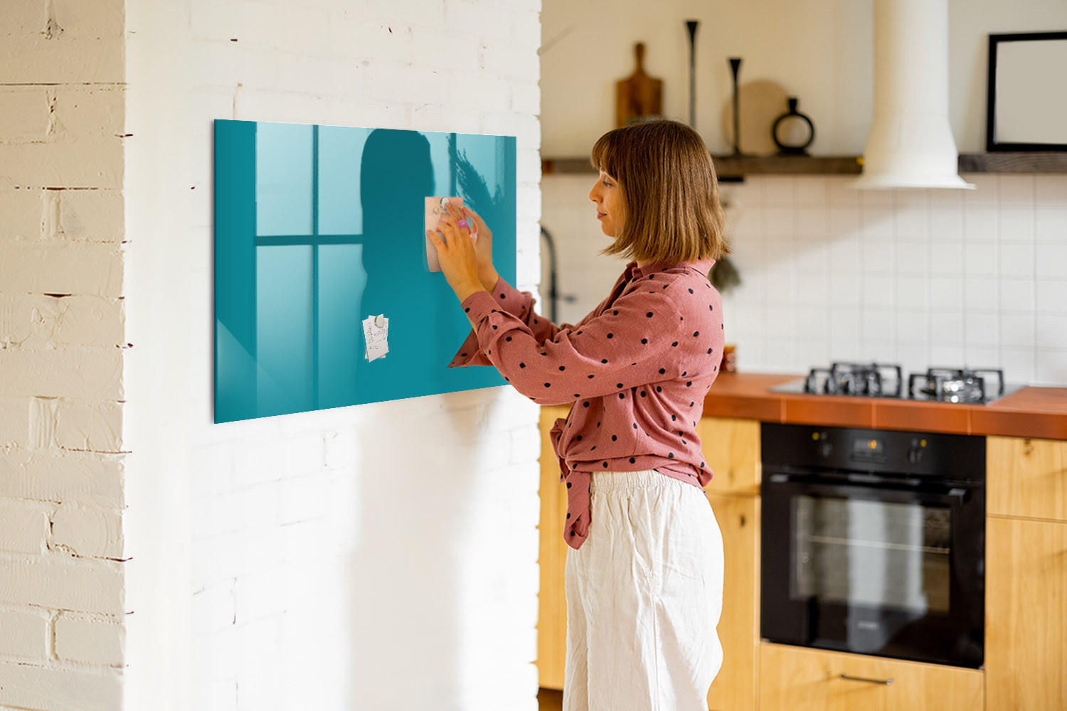 MAGNETTAFEL 100x70 Marineblau schwarzer Marker - Mintgrün, Glas (100/0.4/70cm) - TULUP