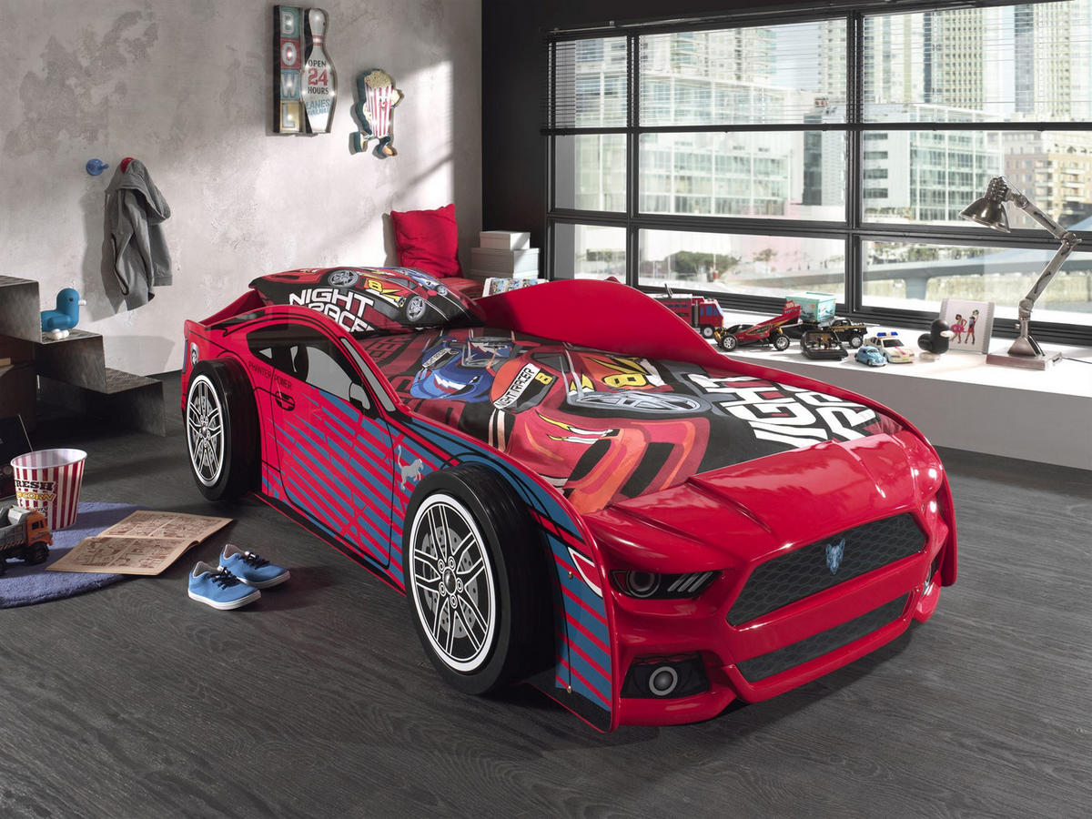 AUTOBETT Kamala 227x60x111 aus MDF in Rot - Rot, Holzwerkstoff (90/200cm) - 58aufmkessel