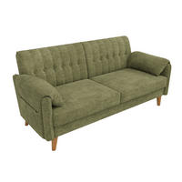 2-SITZER-SOFA Chenille mit Massivholzbeinen, DE-42464, Grün - Grün, Holzwerkstoff (161.5/83.5/79cm) - ComfortXL