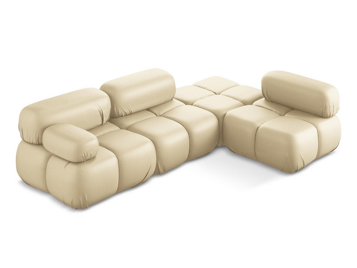 ECKSOFA Rechts Kunstleder Beige - Beige/Schwarz, Leder/Kunststoff (285/190cm) - Makamii