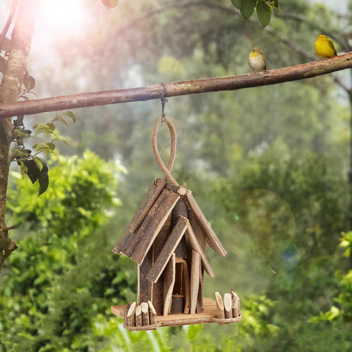 VOGELHAUS Deko - Braun, Holz (22/35/14cm) - Relaxdays