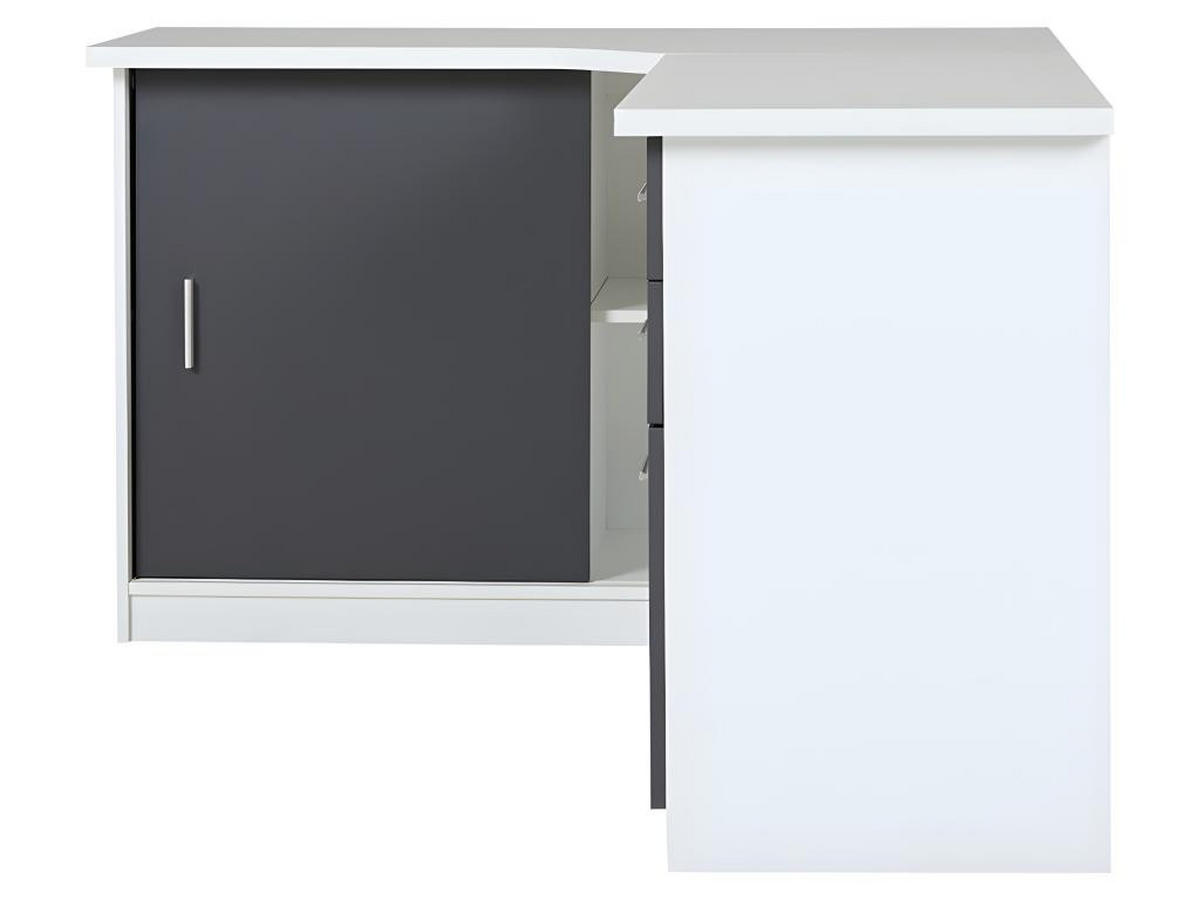 ECKSCHREIBTISCH mit 2 Türen & 2 Schubladen - Weiß & Grau - NORWY - Anthrazit, Holz (150/120/75cm) - Vente-Unique
