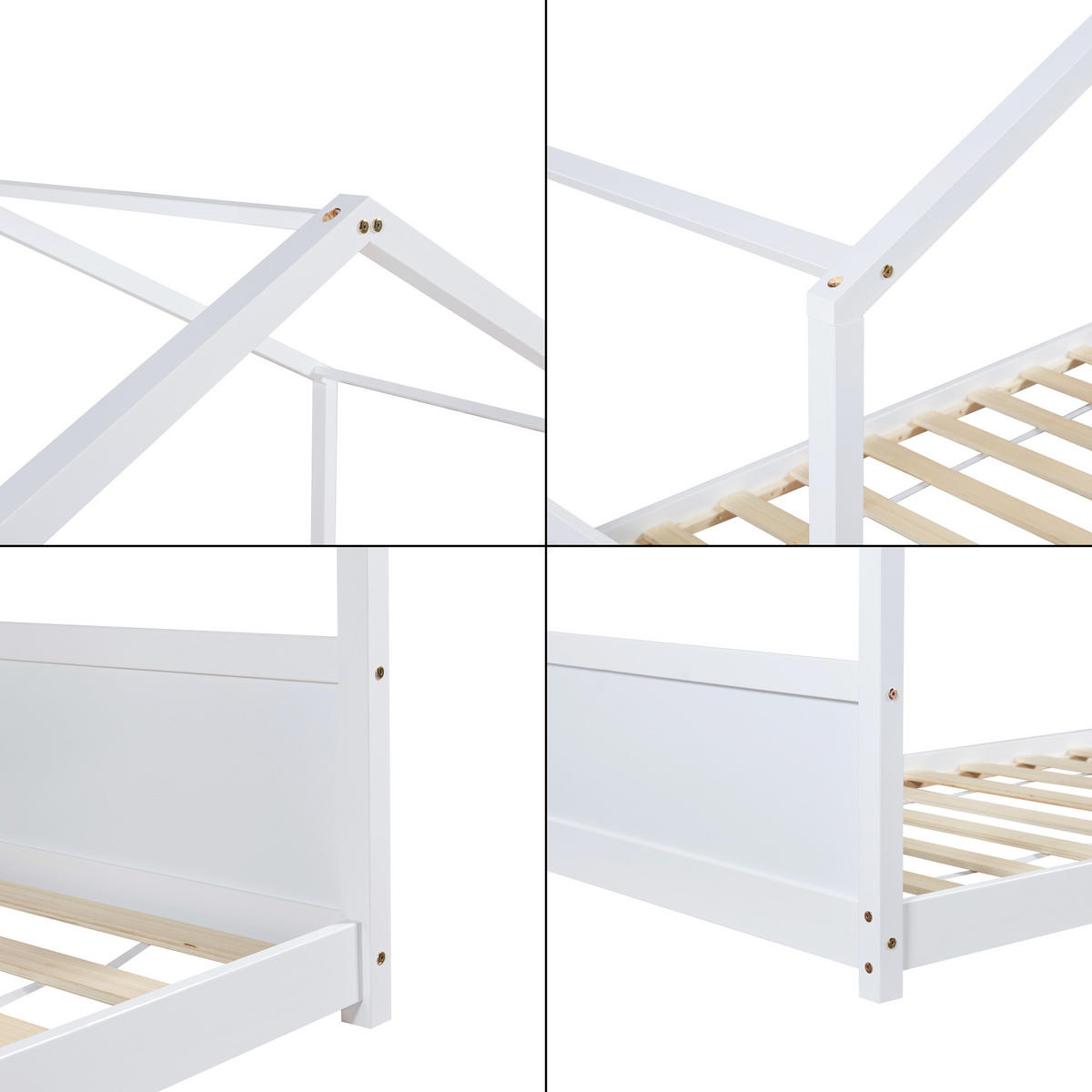 KINDERBETT Simo mit Matratze - Weiß, Holz (90/200cm) - [en.casa]