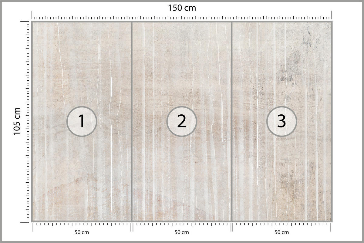 FOTOTAPETE für Wohnzimmer Beton Optik Abstraktion Boho Vintage Retro Natürlich 150x105 - Beige/Braun, Papier (150/105cm) - Muralo