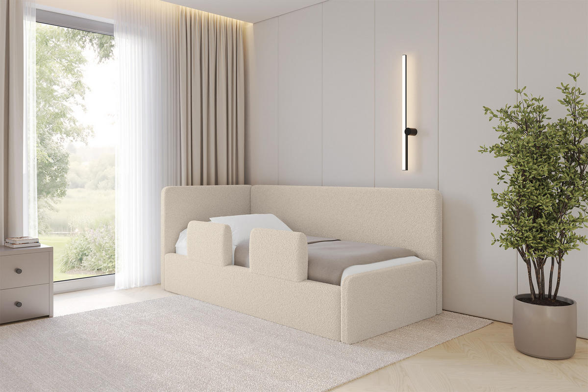 EINZELLBETT Jugendbett mit Bettkasten, Rechts - NORY 100x200 Dunkelbeige - Taupe, Holzwerkstoff/Textil (100/200cm) - ALTDECOR
