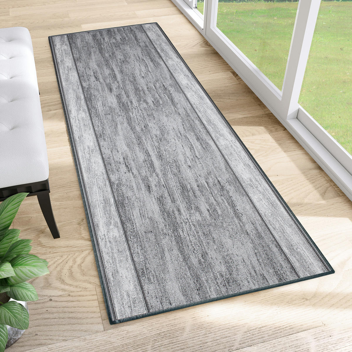 TEPPICHLÄUFER Anti-Rutsch Graphitfarben rutschfest Gummiunterlage 67/400 cm - Graphitfarben, Textil (67/400cm) - Tapiso