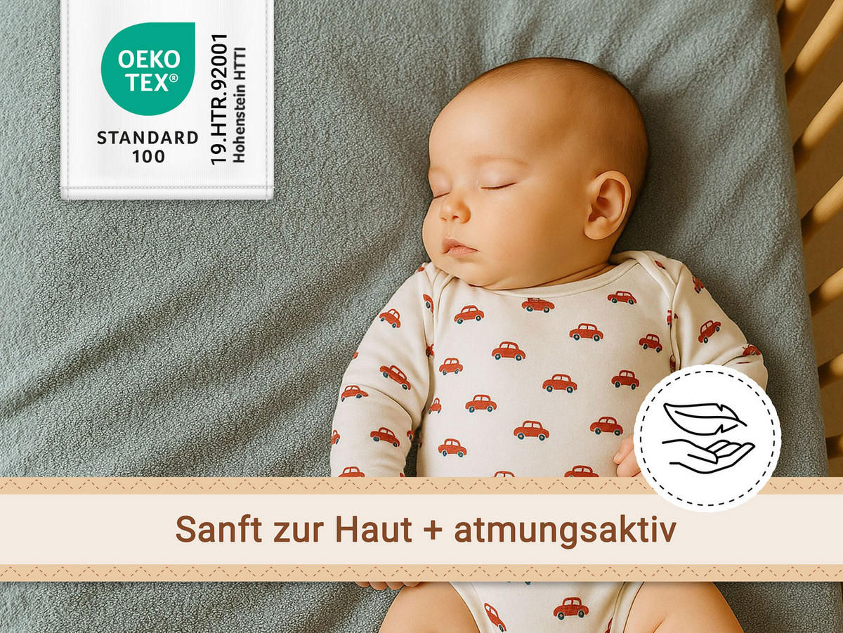 SPANNBETTLAKEN KIND, 80% Baumwolle, 20% Polyester, Grau - Hellgrau, Naturmaterialien (70/140cm) - Zollner