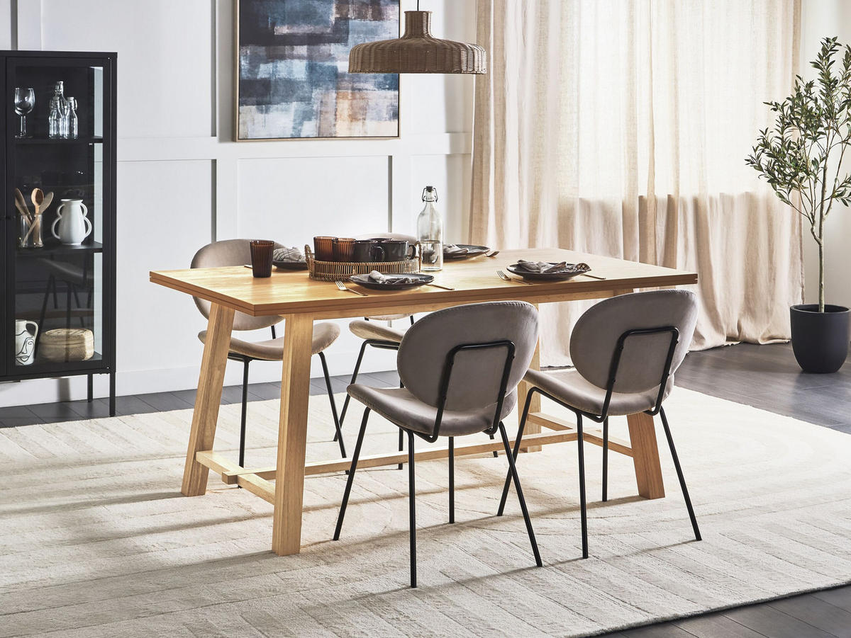 ESSTISCH 160/90 cm Helles Holz Barnes - Hellbraun, Holzwerkstoff (160/90/76cm) - Beliani