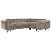 ECKSOFA ORSO L Hellbraun Cord - Rechts Seite - Hellbraun/Schwarz, Textil/Metall (268/197cm) - MKS