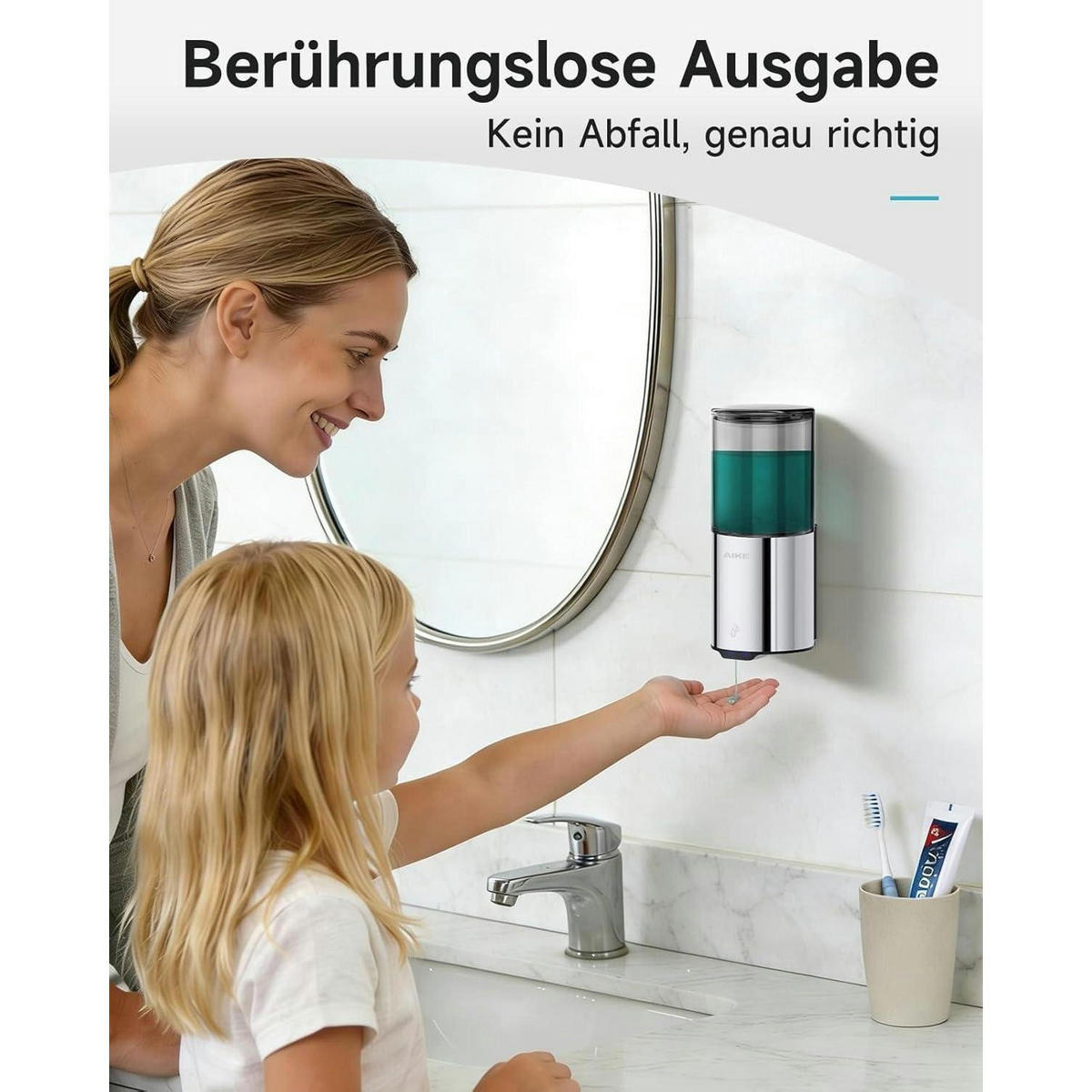 AUTOMATISCHER Seifenspender Wandmontage 400ml Edelstahl Poliert - Silberfarben, Metall (8/19/8.5cm)