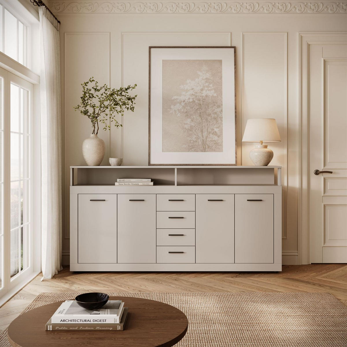 KOMMODE ROMANO mit Schubladen - Kaschmir, Holzwerkstoff (190/96/32cm) - Lookway