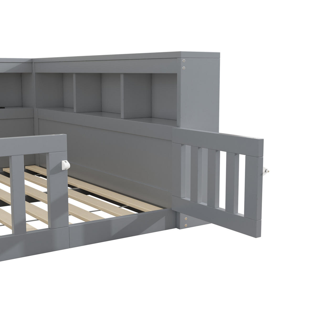 KINDERBETT Tagesbett 140/200 cm aus Holzwerkstoff mit USB-Anschluss und Stauraum Grau - Grau, Holzwerkstoff (140/200cm) - Modenvie