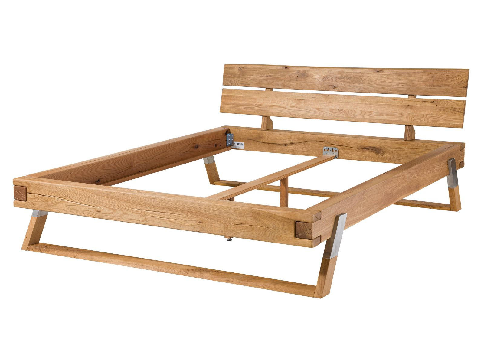 BETT Massivholz Wildeiche 160 x 200 x 86 natur BALKENMÖBEL #101 - Braun, Holz (160/200cm) - Massivmoebel24