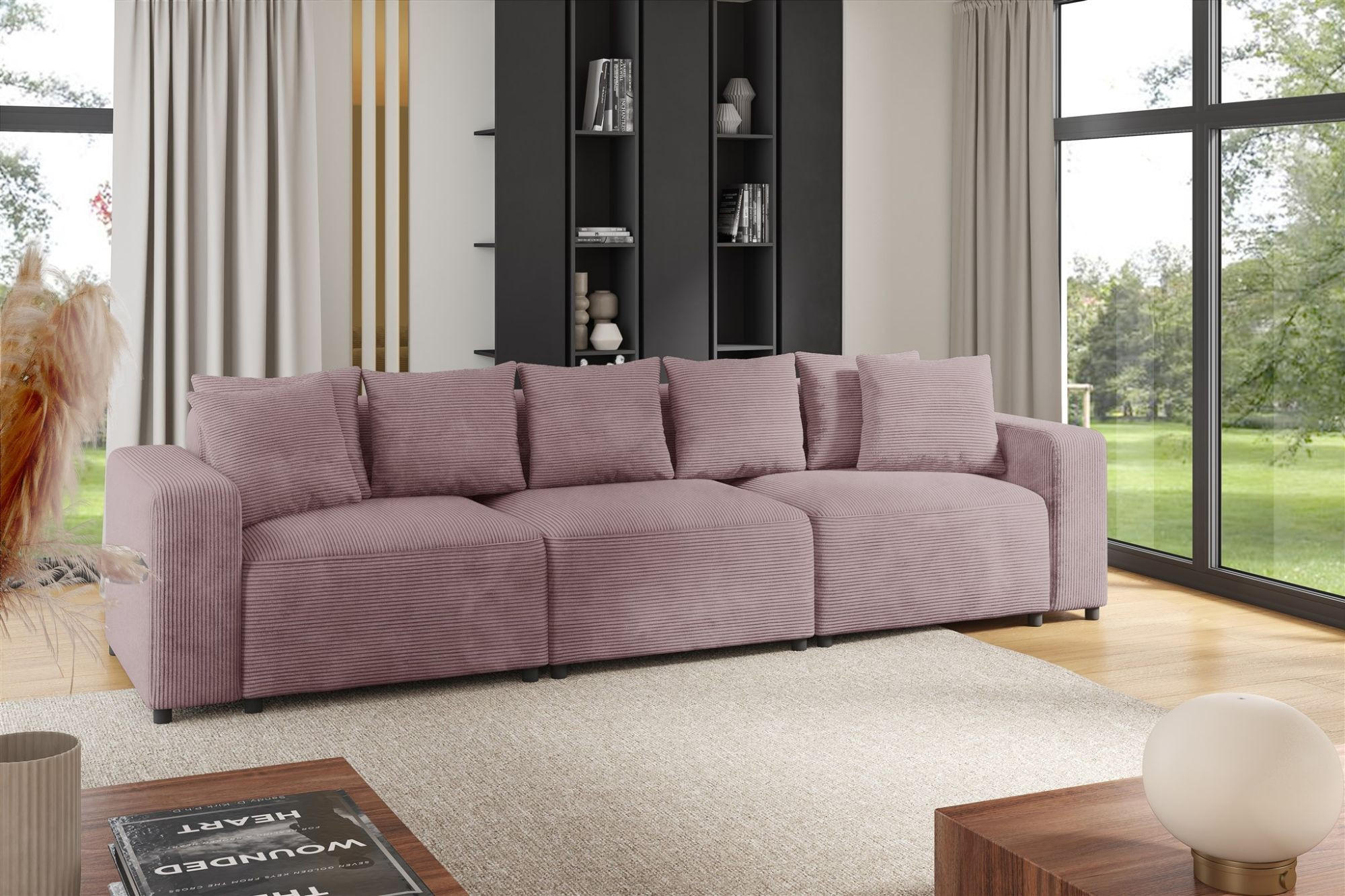 SOFA Megan 3-sitzer In Poso - Altrosa, Holzwerkstoff/Textil (327/75/98cm) - Fun Möbel